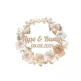 Sade Kış Temalı Yuvarlak Etiket Kına Nişan Düğün 3X3 Cm Özel Etiket / 50 Adet Sticker