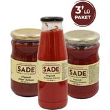 Sade Organik Domates & Biber Salçası ve Domates Püresi 3'lü Paket - 650,3 gr
