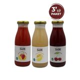Sade Organik Organik Limonata-Çilekli Limonata Ve Vişne Suyu 3'lü Paket