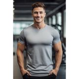 Sade Renk Erkek Gri Clima Cool T-Shirt S Kısa Kollu Günlük Stil Polyester Kumaş ile Rahatlık
