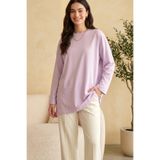 SADEL Oversize Yakası Yuvarlak Tunik - Açık Lila