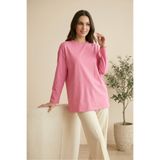 SADEL Oversize Yakası Yuvarlak Tunik - Pembe
