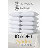 SADEN HOME 10 ADET PAMUKLU BEYAZ YASTIK KILIFI FERMUARLI , YASTIK İÇ ASTAR SETİ, 50X70 KILIF