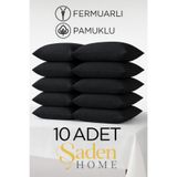 SADEN HOME 10 ADET PAMUKLU KREM YASTIK KILIFI FERMUARLI ,SİYAH YASTIK KILFI SETİ, 50X70 KILIF