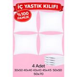 SADEN HOME 4 Adet %100 Pamuk Kumaş Fermuarlı Kırlent İç Astarı 6 Ebat Kırlentiçi Yastık KılıfI BEYAZ