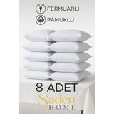 SADEN HOME 8 ADET PAMUKLU BEYAZ YASTIK KILIFI FERMUARLI , YASTIK İÇ ASTAR SETİ, 50X70 KILIF