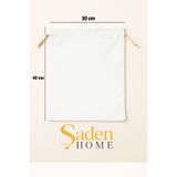 SADEN HOME AĞZI BÜZGÜLÜ BEYAZ HAM BEZ KESE -TORBA-ORGANİZER-DÜZENLEYİCİ-SAKLAMA KESESİ-AYAKKABI KESESİ