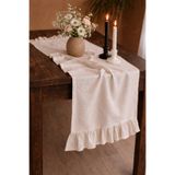 SADEN HOME AMERİKAN HAM KETEN KUMAŞ FIRFIRLI DEKORATİF RUNNER 40X220 CM
