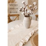 SADEN HOME PAMUK KETEN FIRFIRLI RUNNER , BEJ RENK , DEKORAFİF BOHEM TARZ 30X80 CM