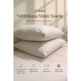 sadevia yün 2'li %100 Merinos Boncuk Kuzu Yünü Dolgulu Yastık - 50*70 cm