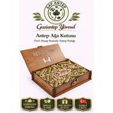 Saf Antep Ağa Kutusu Gaziantep Yöresel Fıstık Kutusu 600 gr Double Antep Fıstığı ve Fıstık Ezmesi - 0,35 lt