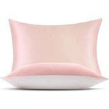 Saf Ipek ve Pamuk Yastık Kılıfı Saç ve Cilt Için Lüks Tasarım - Pembe - 50 x 90 cm