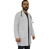 Safa Forma Ceket Yaka Erkek Doktor Önlüğü , Hemşir , Öğretmen , Lab Eczacı Laboratuvar Önlüğü , Beyaz Önlük - XS