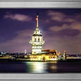 Şafak Sökerken Kız Kulesi Motifli Kanvas Tablo DBSANAT14453
