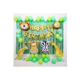 Safari Balon Konsept Happy Birthday Balon 4 Adet Safari Folyo Balon Ve Zincir Seti
