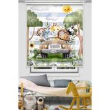 Safari Çocuk Odası Perdesi - Sevimli Hayvanlar - Dijital Baskılı Zebra Stor Perde - 160 x 200 cm - Çok Renkli