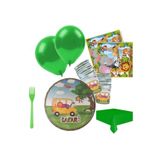 Safari Doğum Günü Sofra Seti 8 Kişilik, Yeşil Balon, Peçete, Tabak, Bardak, Çatal ve Masa Örtüsü