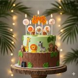 Safari Happy Birthday 6 Lı Mum Doğum Günü Parti Seti Süsü Mumu - Çok Renkli