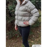 Safari Kadın Dik Yaka Kısa Şişme Mont - Taş - 2XL