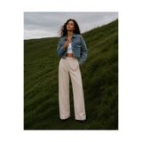 Safari Kadın Yıkamalı Denim Gömlek Ceket Çift Cepli Crop Jean Gömlek