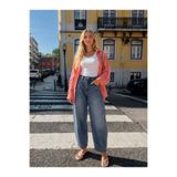 Safari Kadın Yüksek Bel Balon Fit Barrel Leg Jean Pantolon – Az Likralı, Vintage Yıkamalı Rahat Kalıp