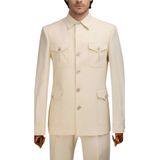 safari model, slim fit, çok cepli, erkek takım elbise, krem (KREM, 54)