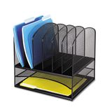 Safco 3255BL Onyx çalışma masası düzenleyici, metal kafes, iki uzunlamasına ve altı çapraz bölmeli