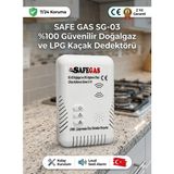 Safegaz Safegas Doğalgaz ve Lpg Gaz Alarm Cihazı ve Dedektörü – Ce Belgeli, Yüksek Hassasiyetli - 108mmX46mmX133mm