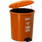 Safell Çift Kovalı Tıbbi Atık Çöp Kovası Pedallı 30 Litre - Atık Kovası Turuncu