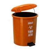 Safell Çift Kovalı Tıbbi Atık Çöp Kovası Pedallı 35 Litre - Atık Kovası Turuncu