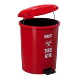 Safell Çift Kovalı Tıbbi Atık Çöp Kovası Pedallı 40 Litre - Atık Kovası Kırmızı