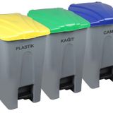 Safell Pedallı Kağıt Plastik Cam Ayrıştırma Kovası - Ayrıştırma Konteyneri - Tekerlekli