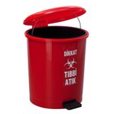Safell Pedallı Tıbbi Atık Çöp Kovası 40 Lt Kırmızı İç Kovalı