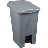 Safell Plastik Köşeli Pedallı Çöp Kovası 70 Lt Tekerlekli Pedallı Çöp Konteyneri Gri Kapak