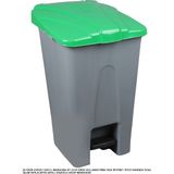 Safell Plastik Köşeli Pedallı Çöp Kovası 70 Lt Tekerlekli Pedallı Çöp Konteyneri Yeşil Kapak
