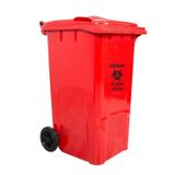 Safell Plastik Tıbbi Atık Çöp Konteyneri 240 Lt A+ Kalite Isıya Dayanıklı Kırmızı