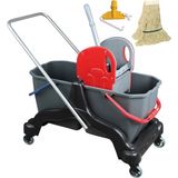 Safell Temizlik Arabası Çift Kovalı Temizlik Seti 25 lt + Mop +Mop Kıskacı - 3 Parça