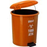 Safell Tıbbi Atık Çöp Kovası Pedallı 25 Litre - Turuncu Tıbbi Atık Kovası Çift Kovalı - Isıya Dayanıklı
