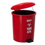 Safell Tıbbi Atık Çöp Kovası Pedallı 35 Litre - Kırmızı Tıbbi Atık Kovası Çift Kovalı - Isıya Dayanıklı