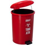 Safell Tıbbi Atık Çöp Kovası Pedallı 35 Litre - Tıbbi Atık Kovası Çift Kovalı Kırmızı