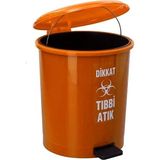 Safell Tıbbi Atık Çöp Kovası Pedallı 35 Litre - Tıbbi Atık Kovası Çift Kovalı - Turuncu