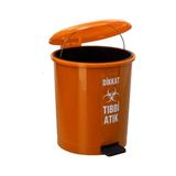 Safell Tıbbi Atık Çöp Kovası Pedallı 35 Litre - Turuncu Tıbbi Atık Kovası Çift Kovalı - Isıya Dayanıklı