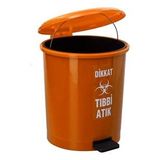 Safell Tıbbi Atık Çöp Kovası Pedallı 40 Litre - Turuncu Tıbbi Atık Kovası Çift Kovalı - Isıya Dayanıklı