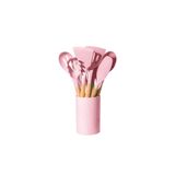 Safestore 12 Parça Ahşap Sap Silikon Mutfak Pasta Silikon Kepçe Çırpıcı Fırça Kevgir Kaşıklık Maşa Spatula Set