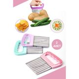 Safestore 2'li Cips Patates Doğrayıcı Şekilli Kesici Çelik Patates Meyve ve Sebze Doğrama Bıçağı - 1 Adet
