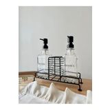 SAFESTORE 2’li Metal Standlı Cam Sıvı Sabun ve Sabunluk 500 Ml Siyah