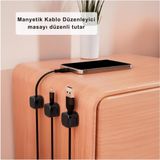 Safestore 6 Adet Set Yapışkanlı Manyetik Kapaklı Kablo Düzenleyici Organizer, Ev, Ofis, Kablo Düzenleyici