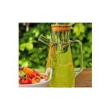 Safestore 900 ml Bambu Kapaklı Cam Yağdanlık Sirkelik Süt Saklama Su Sürahisi