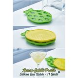 safestore Limon Şekilli Kapaklı Silikon Buz Kalıbı - 11 Gözlü Pratik Buzluk ve Kokteyl Buz Kalıbı