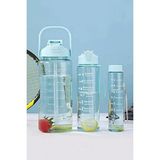 Safestore Mavi 3 Lü Set Şeffaf Motivasyon Su Matarası 2800 ml Tritan Plastik Su Şişesi